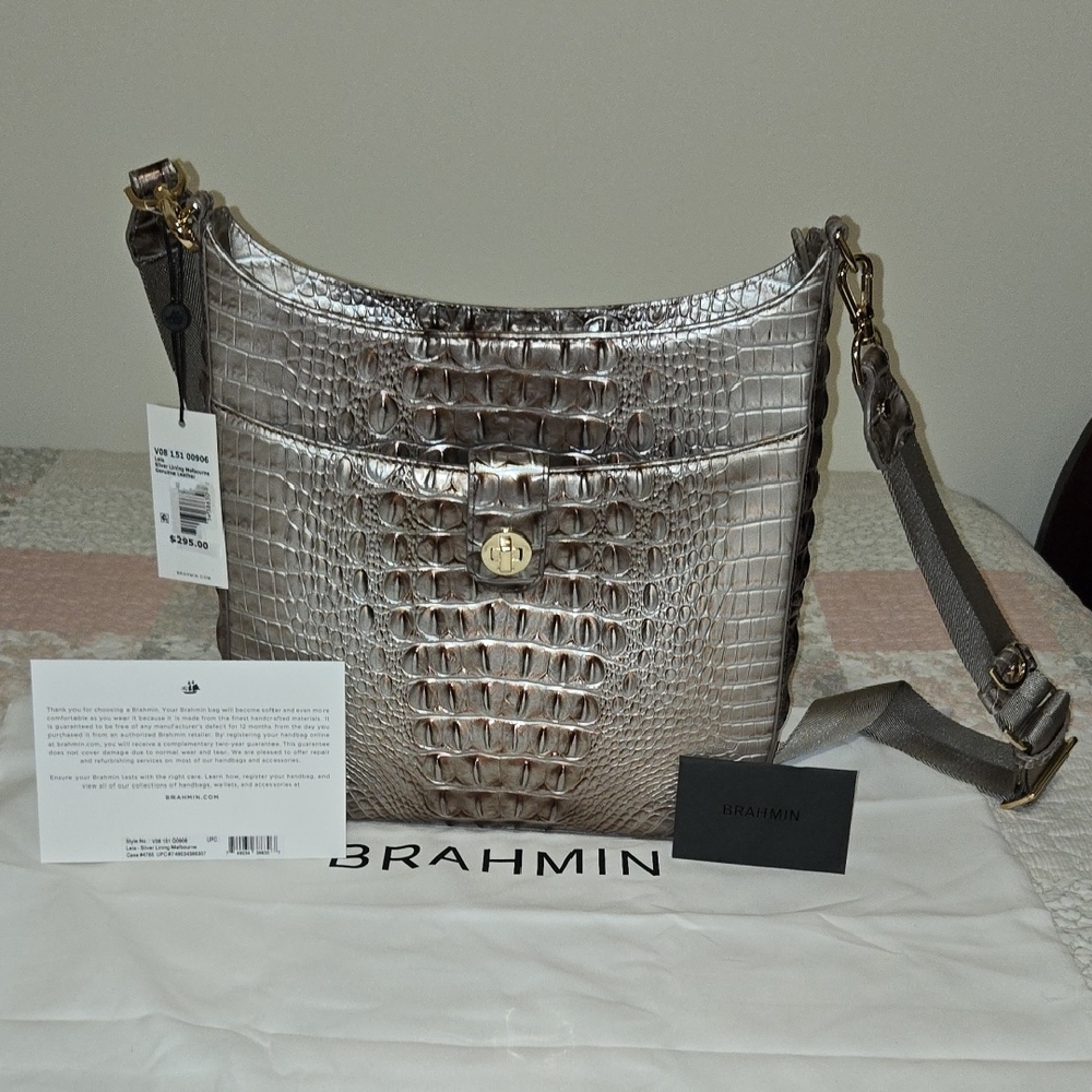 Brahmin Leia Crossbody Bag In Silver Lining Melbourne. NWT